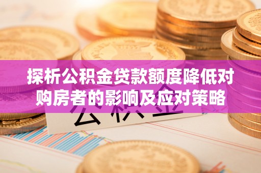 汉阳探析公积金贷款额度降低对购房者的影响及应对策略